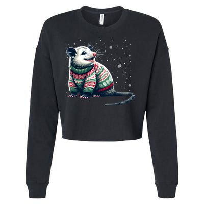 Possum Ugly Christmas Sweater Opposum Lover Rodent Owner Cropped Pullover Crew