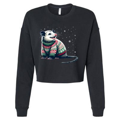 Possum Ugly Christmas Sweater Opposum Lover Rodent Owner Cropped Pullover Crew