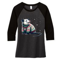 Possum Ugly Christmas Sweater Opposum Lover Rodent Owner Women's Tri-Blend 3/4-Sleeve Raglan Shirt