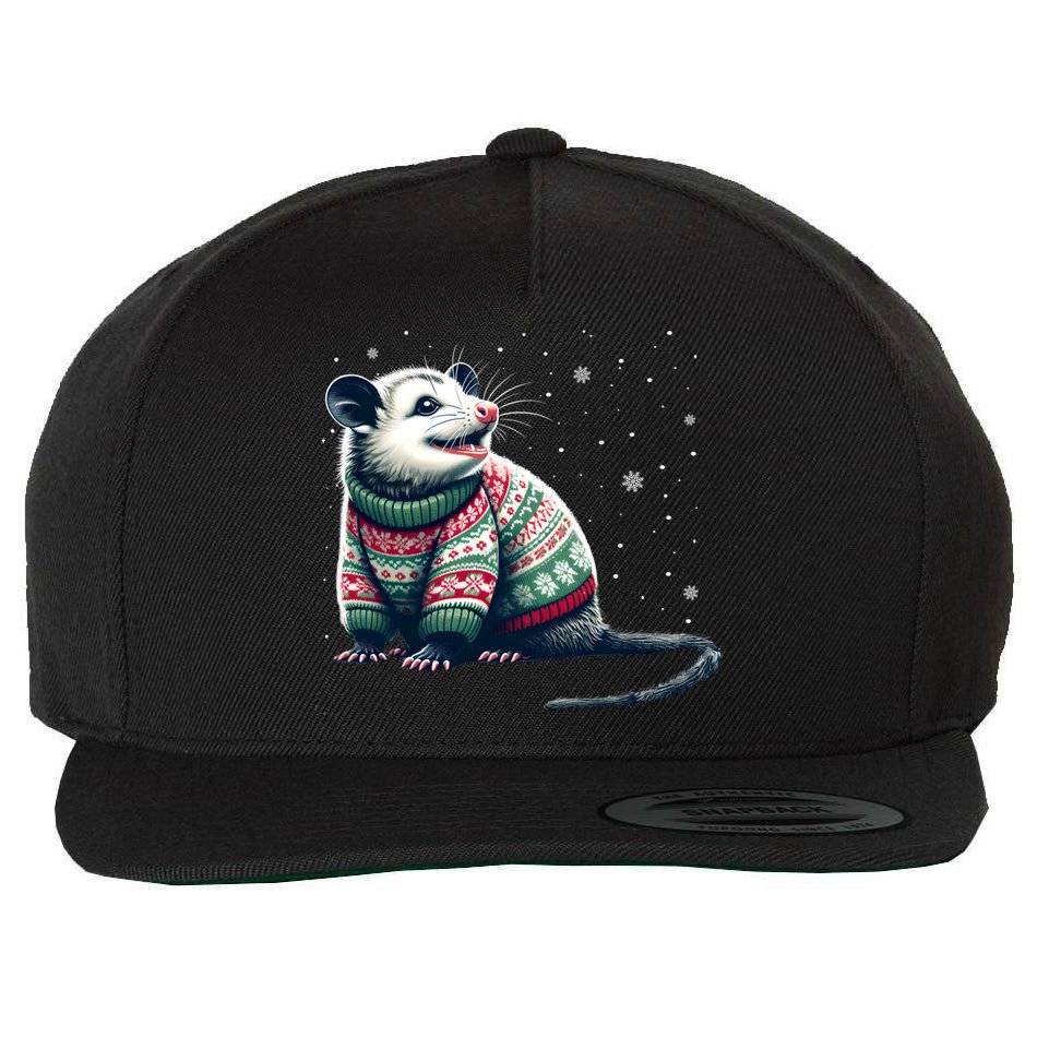 Possum Ugly Christmas Sweater Opposum Lover Rodent Owner Wool Snapback Cap