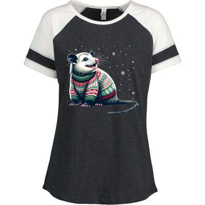 Possum Ugly Christmas Sweater Opposum Lover Rodent Owner Enza Ladies Jersey Colorblock Tee