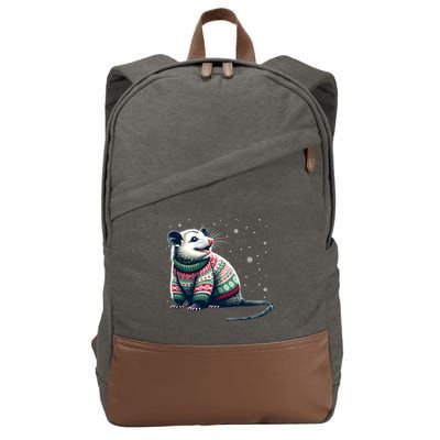 Possum Ugly Christmas Sweater Opposum Lover Rodent Owner Cotton Canvas Backpack