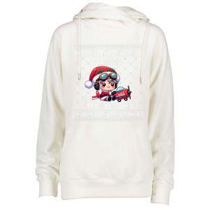 Pilot Ugly Christmas Outfit Idea Viation Lovers Cute Gift Womens Funnel Neck Pullover Hood