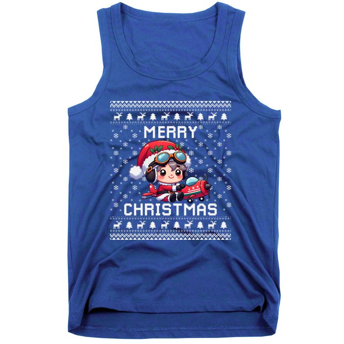 Pilot Ugly Christmas Outfit Idea Viation Lovers Cute Gift Tank Top