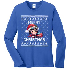 Pilot Ugly Christmas Outfit Idea Viation Lovers Cute Gift Ladies Long Sleeve Shirt