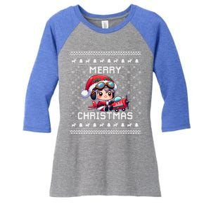 Pilot Ugly Christmas Outfit Idea Viation Lovers Cute Gift Women's Tri-Blend 3/4-Sleeve Raglan Shirt