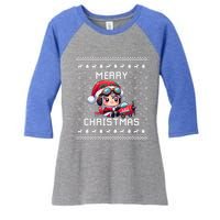 Pilot Ugly Christmas Outfit Idea Viation Lovers Cute Gift Women's Tri-Blend 3/4-Sleeve Raglan Shirt