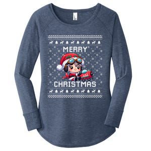 Pilot Ugly Christmas Outfit Idea Viation Lovers Cute Gift Women's Perfect Tri Tunic Long Sleeve Shirt