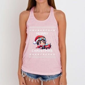 Pilot Ugly Christmas Outfit Idea Viation Lovers Cute Gift Women's Knotted Racerback Tank