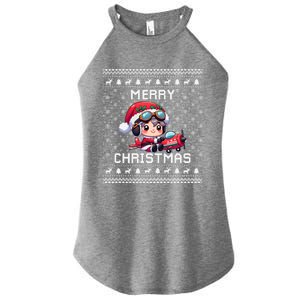 Pilot Ugly Christmas Outfit Idea Viation Lovers Cute Gift Women's Perfect Tri Rocker Tank