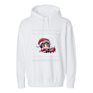 Pilot Ugly Christmas Outfit Idea Viation Lovers Cute Gift Garment-Dyed Fleece Hoodie