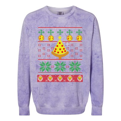 Pizza Ugly Christmas Sweater Xmas Crustmas Design Colorblast Crewneck Sweatshirt