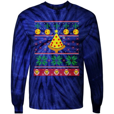 Pizza Ugly Christmas Sweater Xmas Crustmas Design Tie-Dye Long Sleeve Shirt