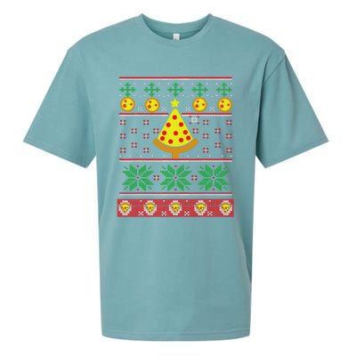 Pizza Ugly Christmas Sweater Xmas Crustmas Design Sueded Cloud Jersey T-Shirt