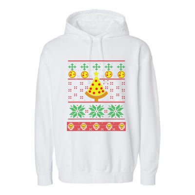 Pizza Ugly Christmas Sweater Xmas Crustmas Design Garment-Dyed Fleece Hoodie