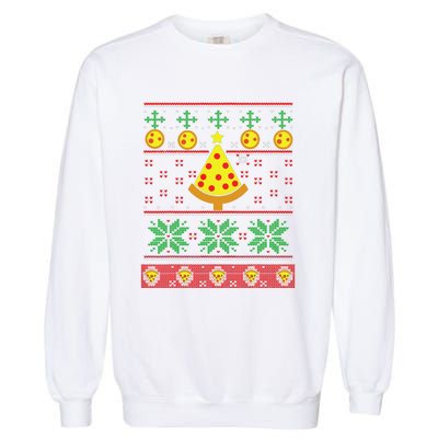 Pizza Ugly Christmas Sweater Xmas Crustmas Design Garment-Dyed Sweatshirt