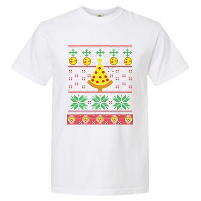 Pizza Ugly Christmas Sweater Xmas Crustmas Design Garment-Dyed Heavyweight T-Shirt