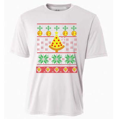 Pizza Ugly Christmas Sweater Xmas Crustmas Design Cooling Performance Crew T-Shirt