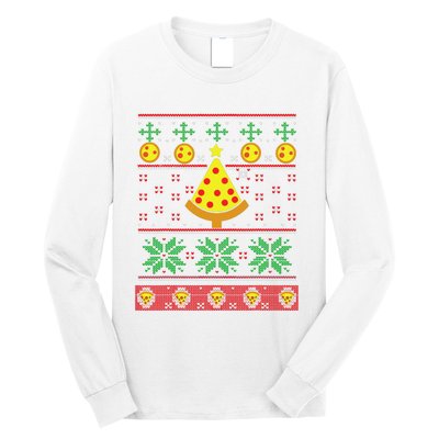 Pizza Ugly Christmas Sweater Xmas Crustmas Design Long Sleeve Shirt