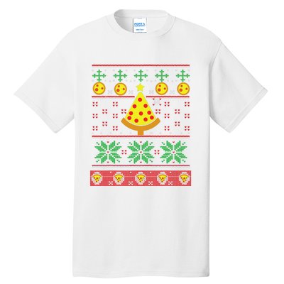 Pizza Ugly Christmas Sweater Xmas Crustmas Design Tall T-Shirt