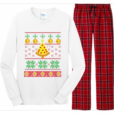 Pizza Ugly Christmas Sweater Xmas Crustmas Design Long Sleeve Pajama Set