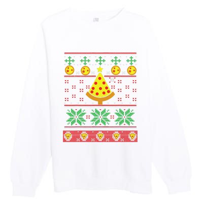 Pizza Ugly Christmas Sweater Xmas Crustmas Design Premium Crewneck Sweatshirt