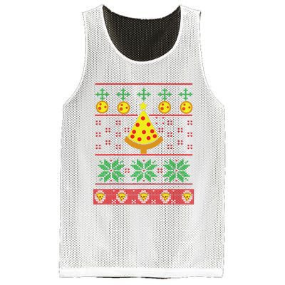 Pizza Ugly Christmas Sweater Xmas Crustmas Design Mesh Reversible Basketball Jersey Tank