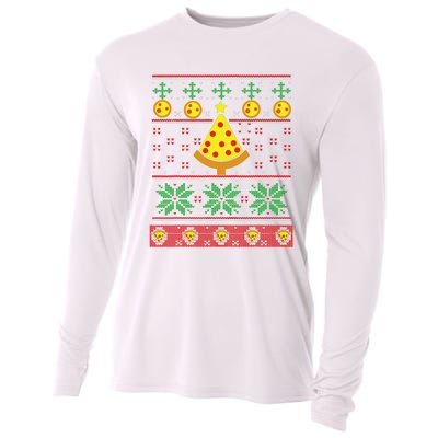 Pizza Ugly Christmas Sweater Xmas Crustmas Design Cooling Performance Long Sleeve Crew