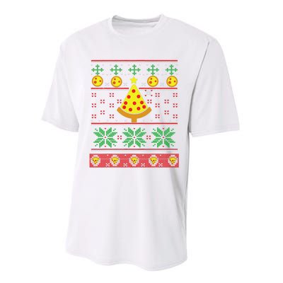 Pizza Ugly Christmas Sweater Xmas Crustmas Design Performance Sprint T-Shirt