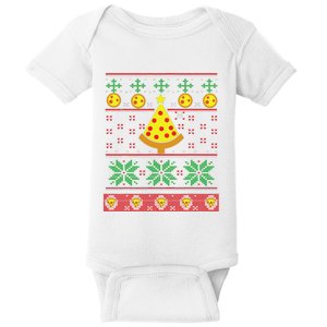 Pizza Ugly Christmas Sweater Xmas Crustmas Design Baby Bodysuit