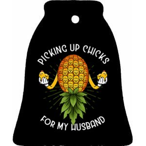 Picking Up Chicks for Husband Swinger Upside Down Pineapple Ceramic Bell Ornament