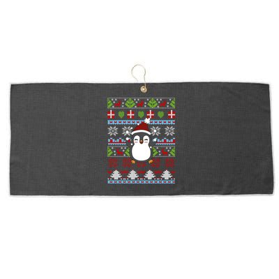 Penguin Ugly Christmas Penguin Gift Large Microfiber Waffle Golf Towel