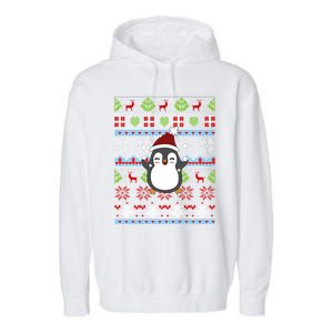 Penguin Ugly Christmas Penguin Gift Garment-Dyed Fleece Hoodie