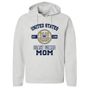 Proud Us Coast Guard Mom Military Pride Gift Performance Fleece Hoodie