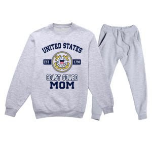 Proud Us Coast Guard Mom Military Pride Gift Premium Crewneck Sweatsuit Set