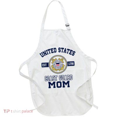 Proud Us Coast Guard Mom Military Pride Gift Full-Length Apron With Pockets