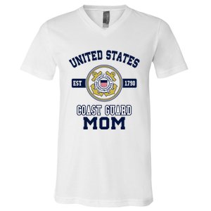 Proud Us Coast Guard Mom Military Pride Gift V-Neck T-Shirt