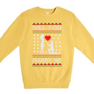 Proposal Ugly Christmas Design Funny Marry Me Gift Premium Crewneck Sweatshirt