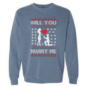 Proposal Ugly Christmas Design Funny Marry Me Gift Garment-Dyed Sweatshirt