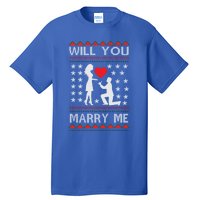 Proposal Ugly Christmas Design Funny Marry Me Gift Tall T-Shirt