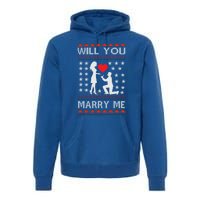 Proposal Ugly Christmas Design Funny Marry Me Gift Premium Hoodie