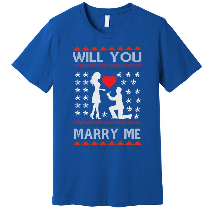 Proposal Ugly Christmas Design Funny Marry Me Gift Premium T-Shirt