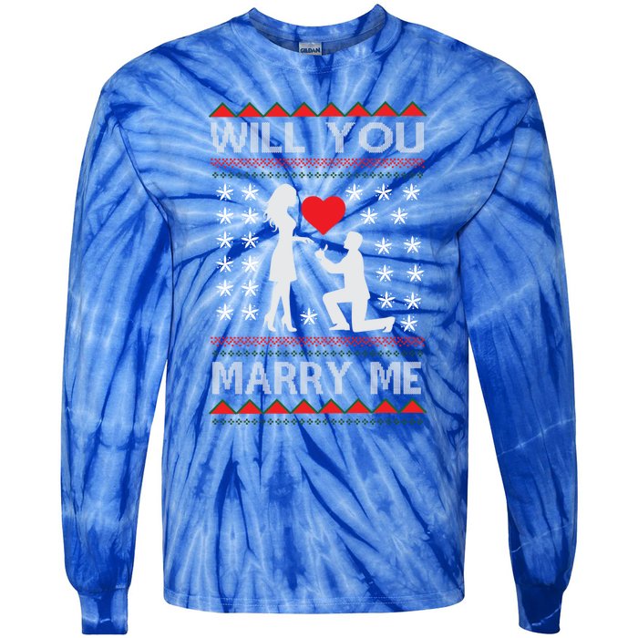 Proposal Ugly Christmas Design Funny Marry Me Gift Tie-Dye Long Sleeve Shirt