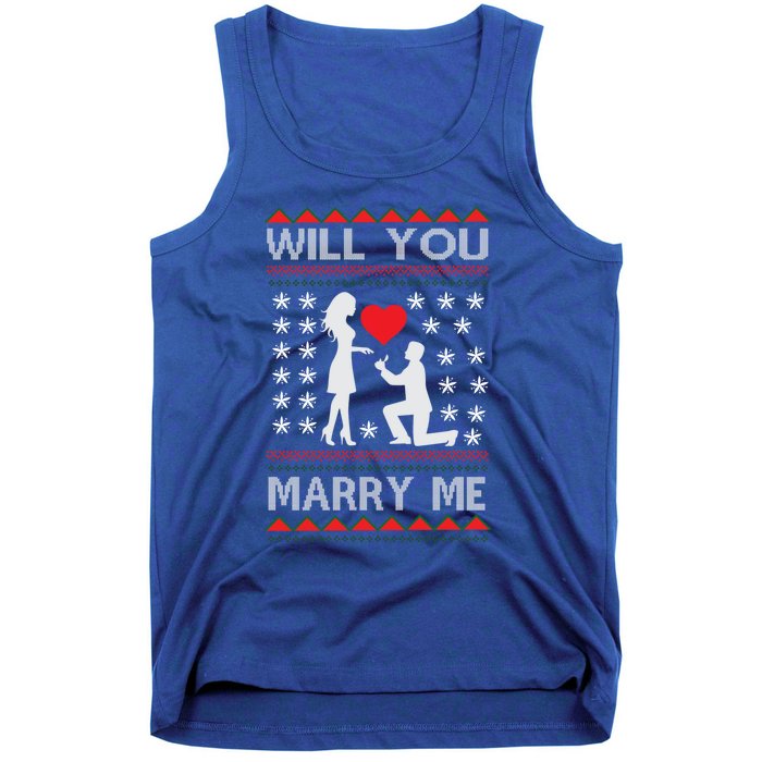 Proposal Ugly Christmas Design Funny Marry Me Gift Tank Top