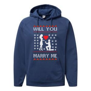 Proposal Ugly Christmas Design Funny Marry Me Gift Performance Fleece Hoodie