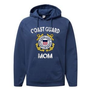 Proud Us Coast Guard Mom Military Pride Gift Performance Fleece Hoodie