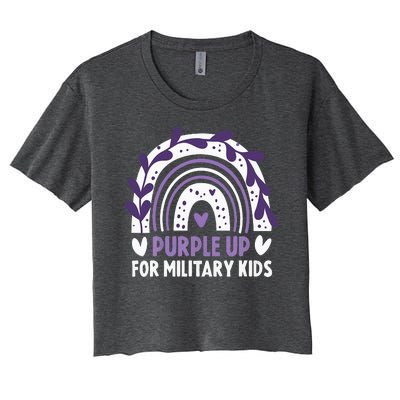 Purple Up Children's Costumes Military Children's Month American Flag Women's Crop Top Tee