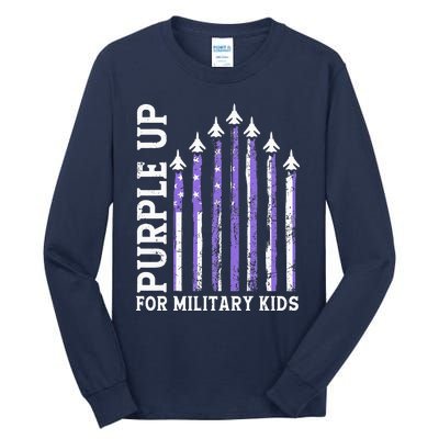 Purple Up Children's Costumes Military Children's Month American Flag Tall Long Sleeve T-Shirt