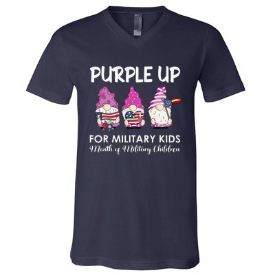 Purple Up Children's Costumes Military Children's Month American Flag V-Neck T-Shirt