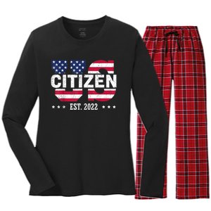 Proud US Citizenship Decoration American New USA Citizen Women's Long Sleeve Flannel Pajama Set 